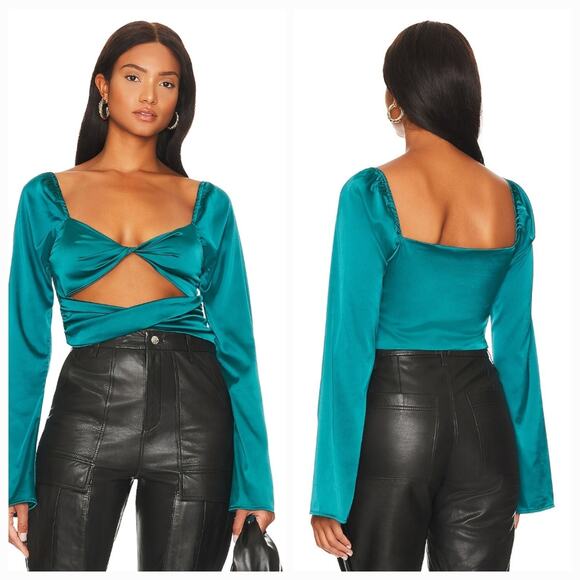 MORE TO COME Cyntia Twist Front Top in Teal XS - Picture 1 of 10